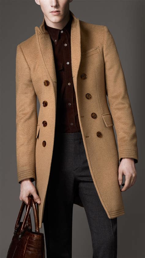 men's burberry camel peacoat|Burberry men's coat outlet.